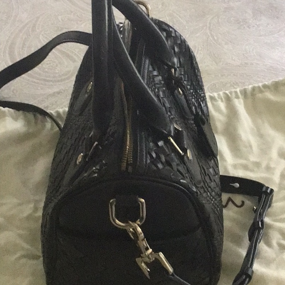 Cole Haan Black Leather Crossbody Bag NWT Jade Optical Weave - Picture 4 of 8